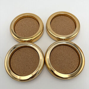 Vintage MCM 1970s Drulane Gold Plastic Cork Board Coaster NEW